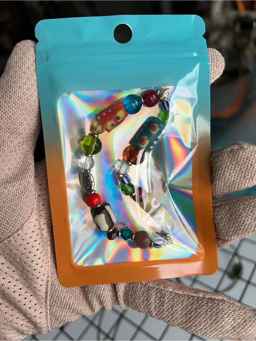 Vintage African Glass Trade Bead Stretch Bracelet - Multicolor Boho Hope